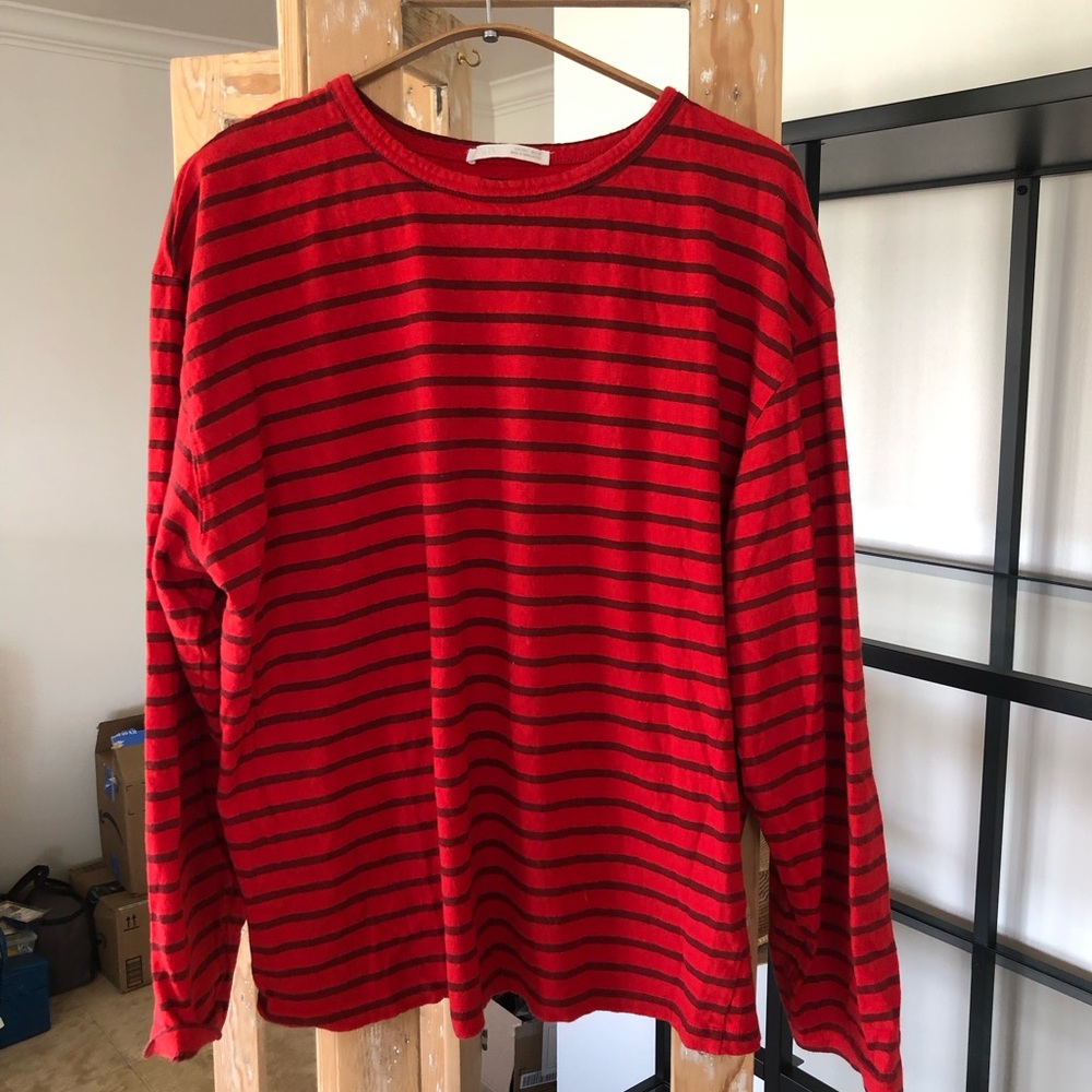 Red and and darker red Striped Long Sleeve Top